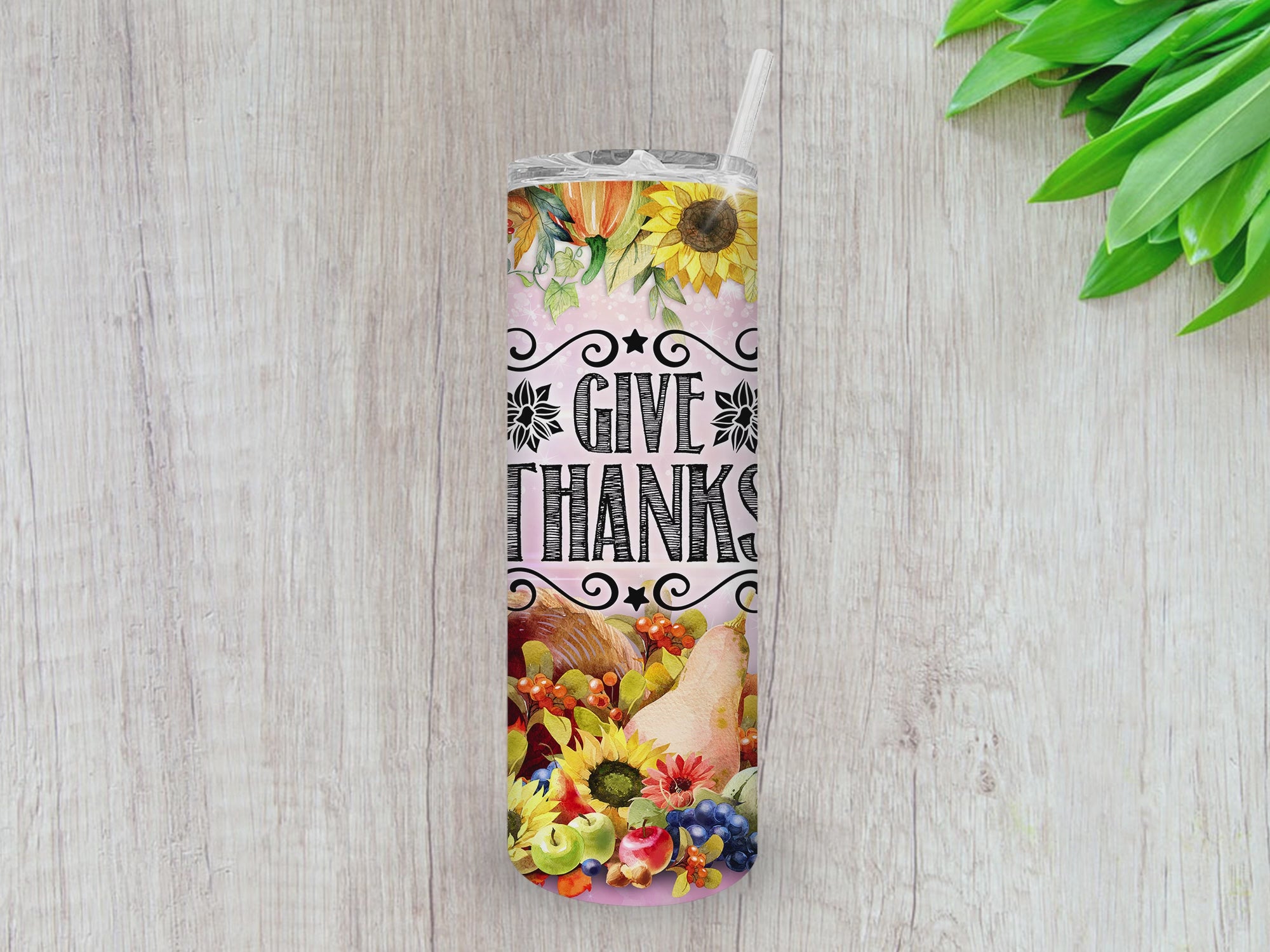 Give Thanks Tumbler, Gifts For friends, Gifts for couples, Personalized gift for couples, Gift for her, 20oz Skinny Tumbler