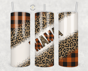 Fall Plaid Mama Tumbler, Gifts For moms, Gifts for couples, Personalized gift for couples, Gift for her, 20oz Skinny Tumbler