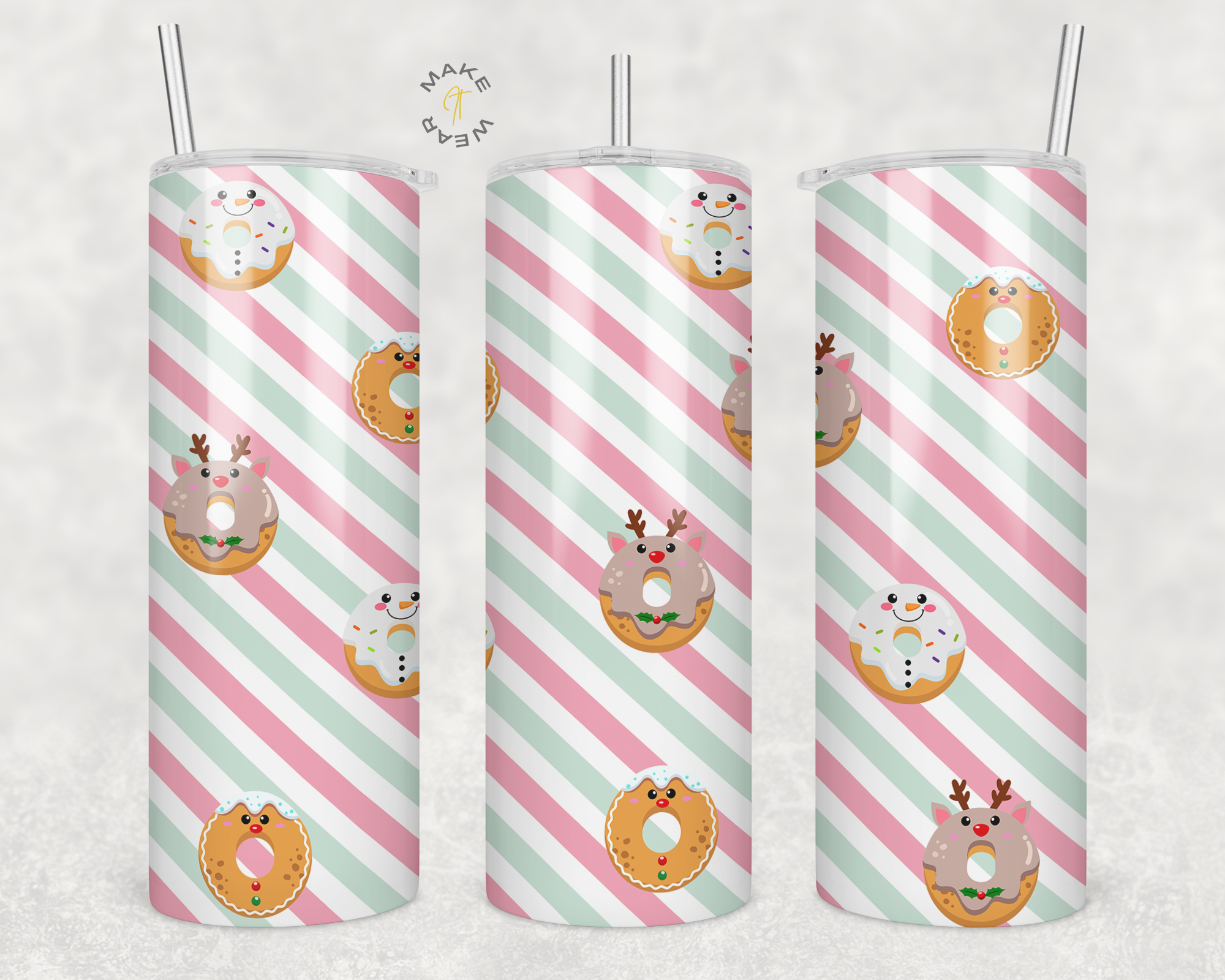 Donut Tumbler, Gifts For Christmas, Personalized gift for Christmas, Gift for her, 20oz Skinny Tumbler