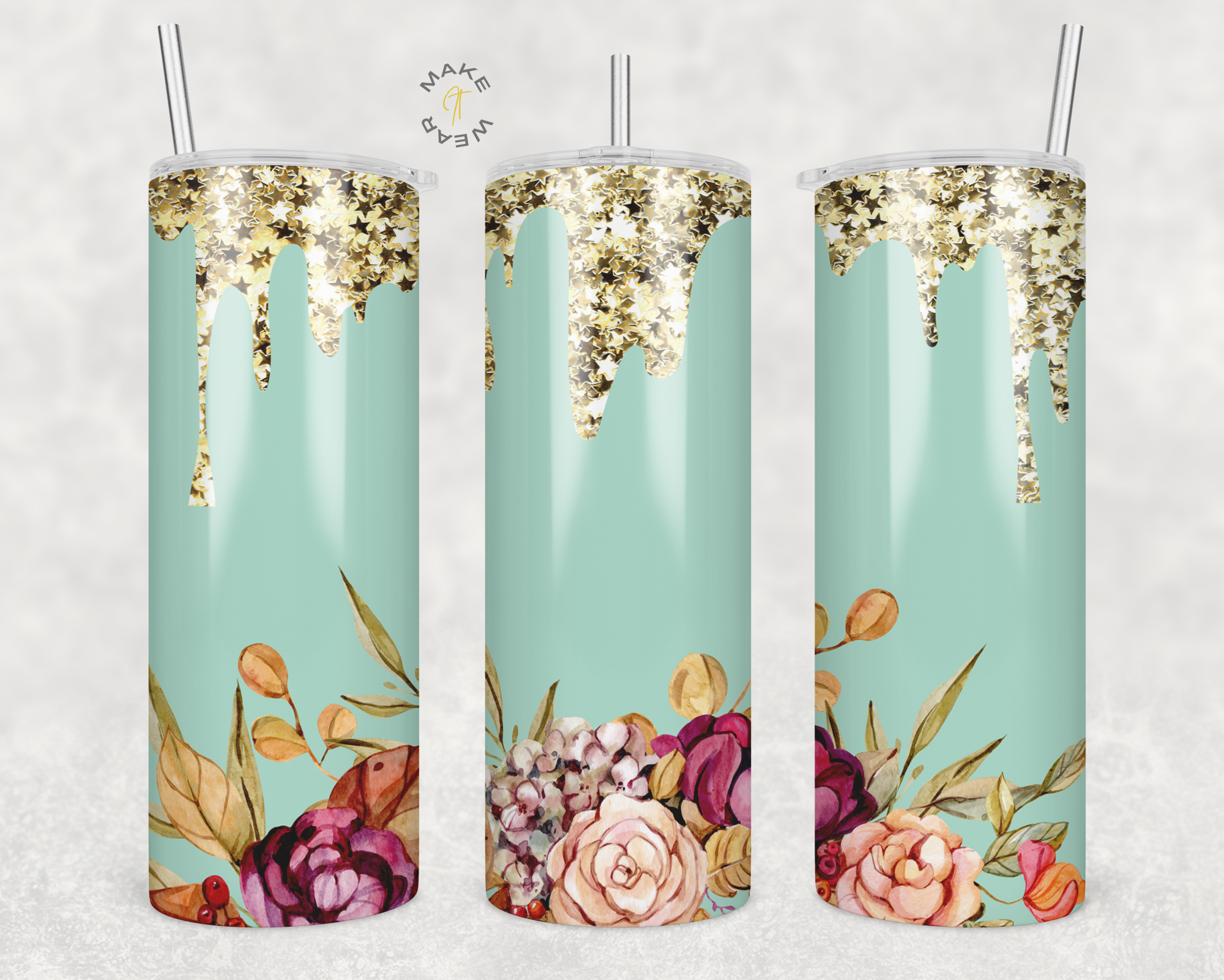 Floral Tumbler, Gifts For friends, Gifts for couples, Personalized gift for couples, Gift for her, 20oz Skinny Tumbler