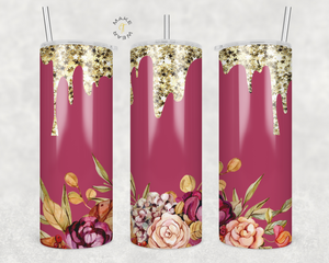 Floral Tumbler, Gifts For friends, Gifts for couples, Personalized gift for couples, Gift for her, 20oz Skinny Tumbler