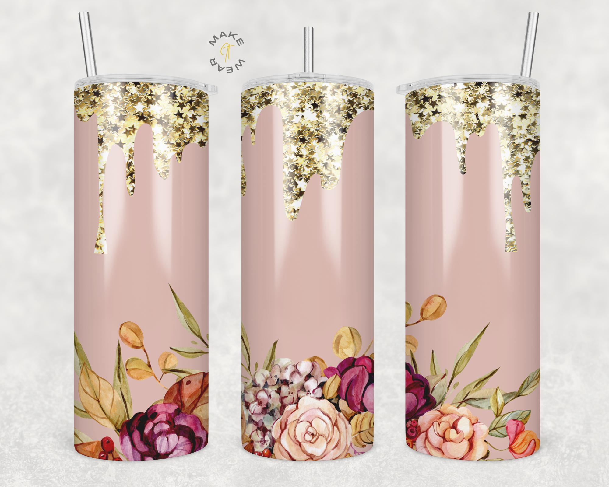 Floral Tumbler, Gifts For friends, Gifts for couples, Personalized gift for couples, Gift for her, 20oz Skinny Tumbler
