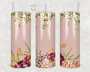 Floral Tumbler, Gifts For friends, Gifts for couples, Personalized gift for couples, Gift for her, 20oz Skinny Tumbler