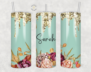 Floral Tumbler, Gifts For friends, Gifts for couples, Personalized gift for couples, Gift for her, 20oz Skinny Tumbler