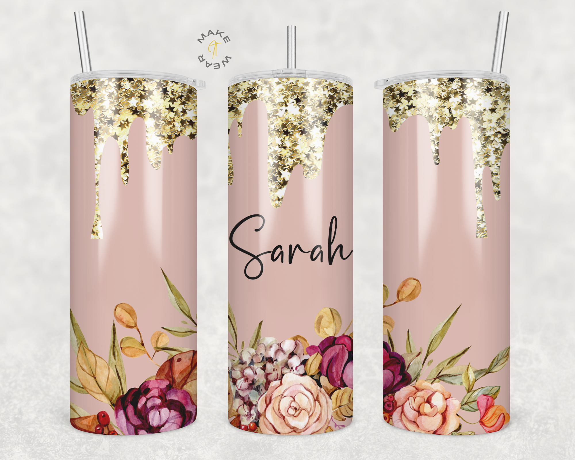 Floral Tumbler, Gifts For friends, Gifts for couples, Personalized gift for couples, Gift for her, 20oz Skinny Tumbler