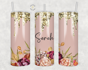Floral Tumbler, Gifts For friends, Gifts for couples, Personalized gift for couples, Gift for her, 20oz Skinny Tumbler
