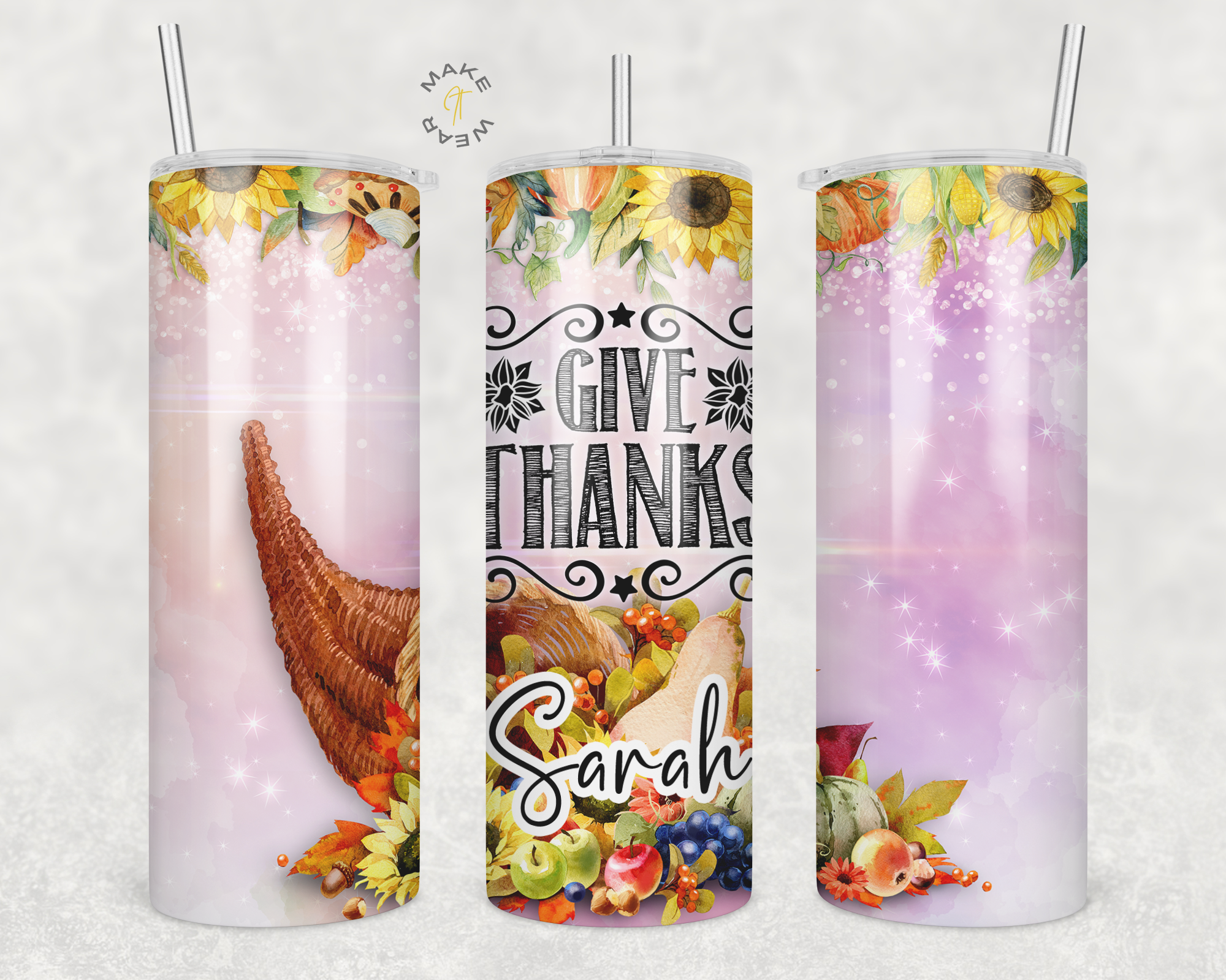 Give Thanks Tumbler, Gifts For friends, Gifts for couples, Personalized gift for couples, Gift for her, 20oz Skinny Tumbler