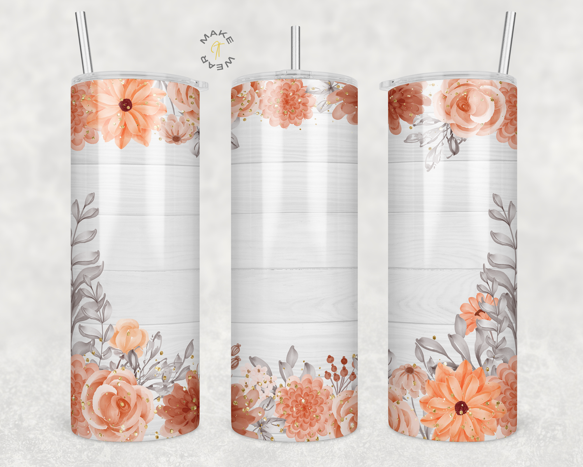 Floral Tumbler, Gifts For friends, Gifts for couples, Personalized gift for couples, Gift for her, 20oz Skinny Tumbler