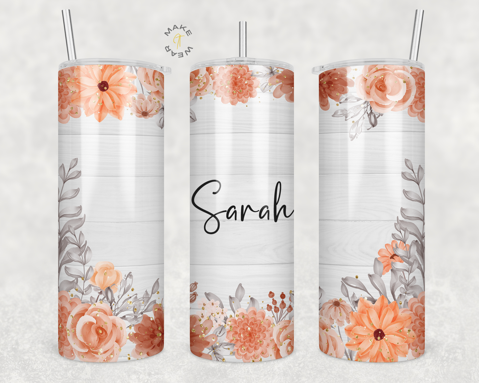 Floral Tumbler, Gifts For friends, Gifts for couples, Personalized gift for couples, Gift for her, 20oz Skinny Tumbler