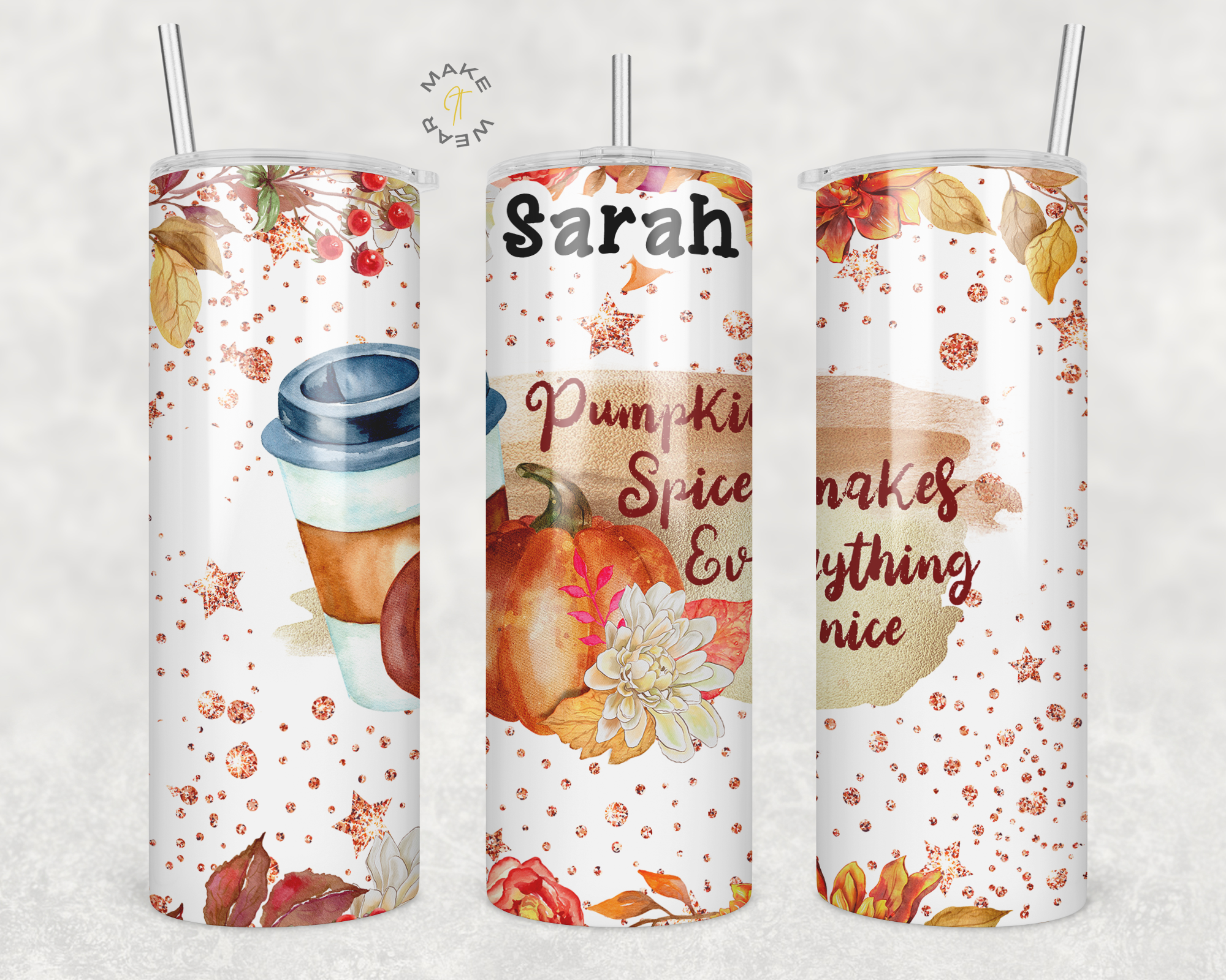Pumpkin Spice Tumbler, Gifts For friends, Gifts for couples, Personalized gift for couples, Gift for her, 20oz Skinny Tumbler