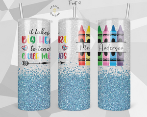 Teacher Glitter Tumbler, Gifts For teachers, Personalized gift for teachers, Gift for her, 20oz Skinny Tumbler