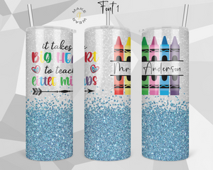 Teacher Glitter Tumbler, Gifts For teachers, Personalized gift for teachers, Gift for her, 20oz Skinny Tumbler