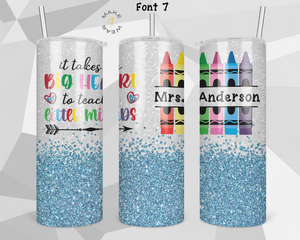Teacher Glitter Tumbler, Gifts For teachers, Personalized gift for teachers, Gift for her, 20oz Skinny Tumbler