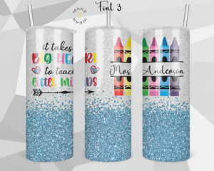 Teacher Glitter Tumbler, Gifts For teachers, Personalized gift for teachers, Gift for her, 20oz Skinny Tumbler