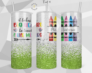 Teacher Glitter Tumbler, Gifts For teachers, Personalized gift for teachers, Gift for her, 20oz Skinny Tumbler