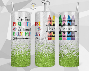 Teacher Glitter Tumbler, Gifts For teachers, Personalized gift for teachers, Gift for her, 20oz Skinny Tumbler