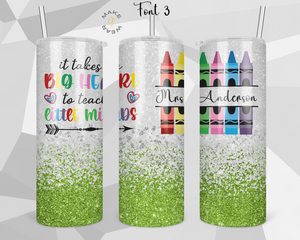 Teacher Glitter Tumbler, Gifts For teachers, Personalized gift for teachers, Gift for her, 20oz Skinny Tumbler