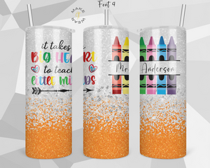 Teacher Glitter Tumbler, Gifts For teachers, Personalized gift for teachers, Gift for her, 20oz Skinny Tumbler