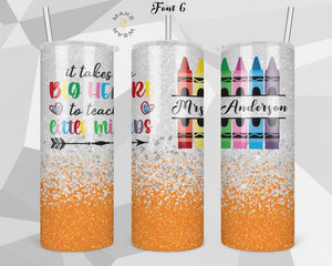 Teacher Glitter Tumbler, Gifts For teachers, Personalized gift for teachers, Gift for her, 20oz Skinny Tumbler