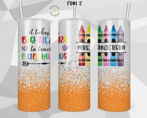 Teacher Glitter Tumbler, Gifts For teachers, Personalized gift for teachers, Gift for her, 20oz Skinny Tumbler