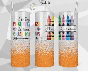 Teacher Glitter Tumbler, Gifts For teachers, Personalized gift for teachers, Gift for her, 20oz Skinny Tumbler