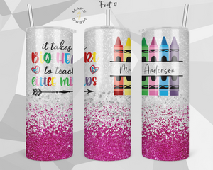 Teacher Glitter Tumbler, Gifts For teachers, Personalized gift for teachers, Gift for her, 20oz Skinny Tumbler