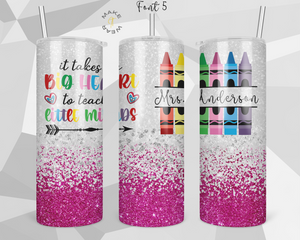 Teacher Glitter Tumbler, Gifts For teachers, Personalized gift for teachers, Gift for her, 20oz Skinny Tumbler