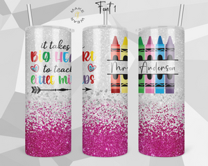 Teacher Glitter Tumbler, Gifts For teachers, Personalized gift for teachers, Gift for her, 20oz Skinny Tumbler