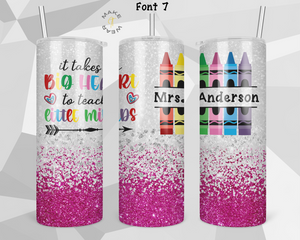 Teacher Glitter Tumbler, Gifts For teachers, Personalized gift for teachers, Gift for her, 20oz Skinny Tumbler
