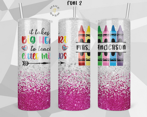 Teacher Glitter Tumbler, Gifts For teachers, Personalized gift for teachers, Gift for her, 20oz Skinny Tumbler
