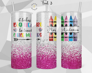 Teacher Glitter Tumbler, Gifts For teachers, Personalized gift for teachers, Gift for her, 20oz Skinny Tumbler