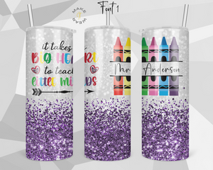 Teacher Glitter Tumbler, Gifts For teachers, Personalized gift for teachers, Gift for her, 20oz Skinny Tumbler
