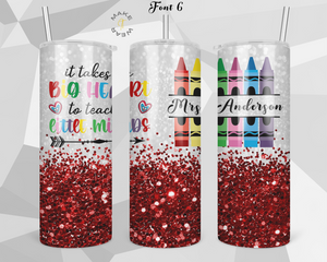 Teacher Glitter Tumbler, Gifts For teachers, Personalized gift for teachers, Gift for her, 20oz Skinny Tumbler