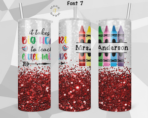 Teacher Glitter Tumbler, Gifts For teachers, Personalized gift for teachers, Gift for her, 20oz Skinny Tumbler