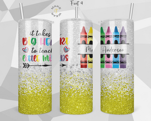 Teacher Glitter Tumbler, Gifts For teachers, Personalized gift for teachers, Gift for her, 20oz Skinny Tumbler