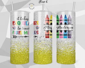 Teacher Glitter Tumbler, Gifts For teachers, Personalized gift for teachers, Gift for her, 20oz Skinny Tumbler