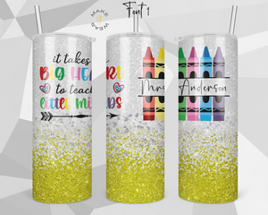 Teacher Glitter Tumbler, Gifts For teachers, Personalized gift for teachers, Gift for her, 20oz Skinny Tumbler