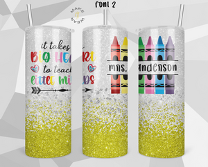 Teacher Glitter Tumbler, Gifts For teachers, Personalized gift for teachers, Gift for her, 20oz Skinny Tumbler