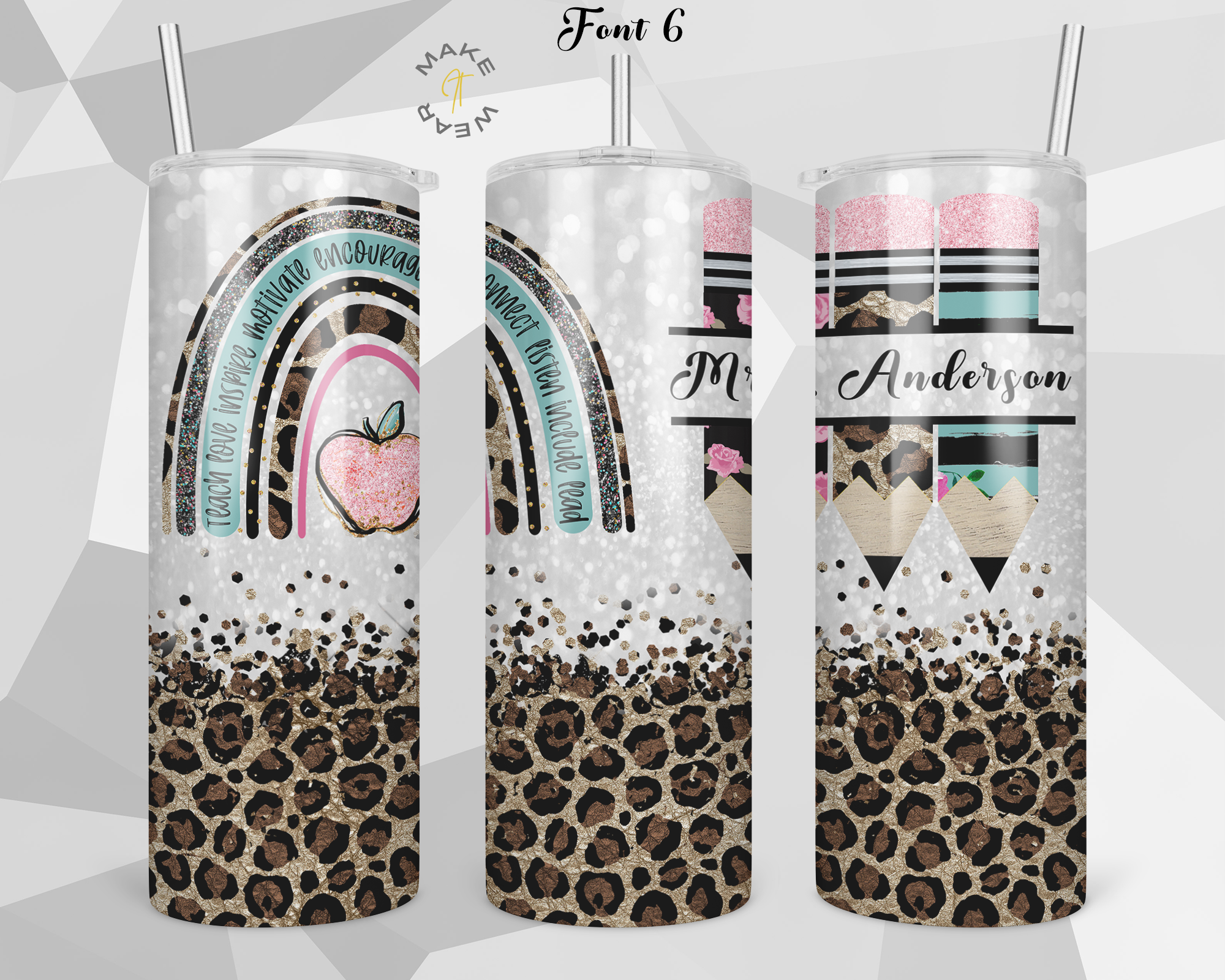 Teacher Leopard Tumbler, Gifts For teachers, Personalized gift for teachers, Gift for her, 20oz Skinny Tumbler
