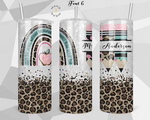 Teacher Leopard Tumbler, Gifts For teachers, Personalized gift for teachers, Gift for her, 20oz Skinny Tumbler