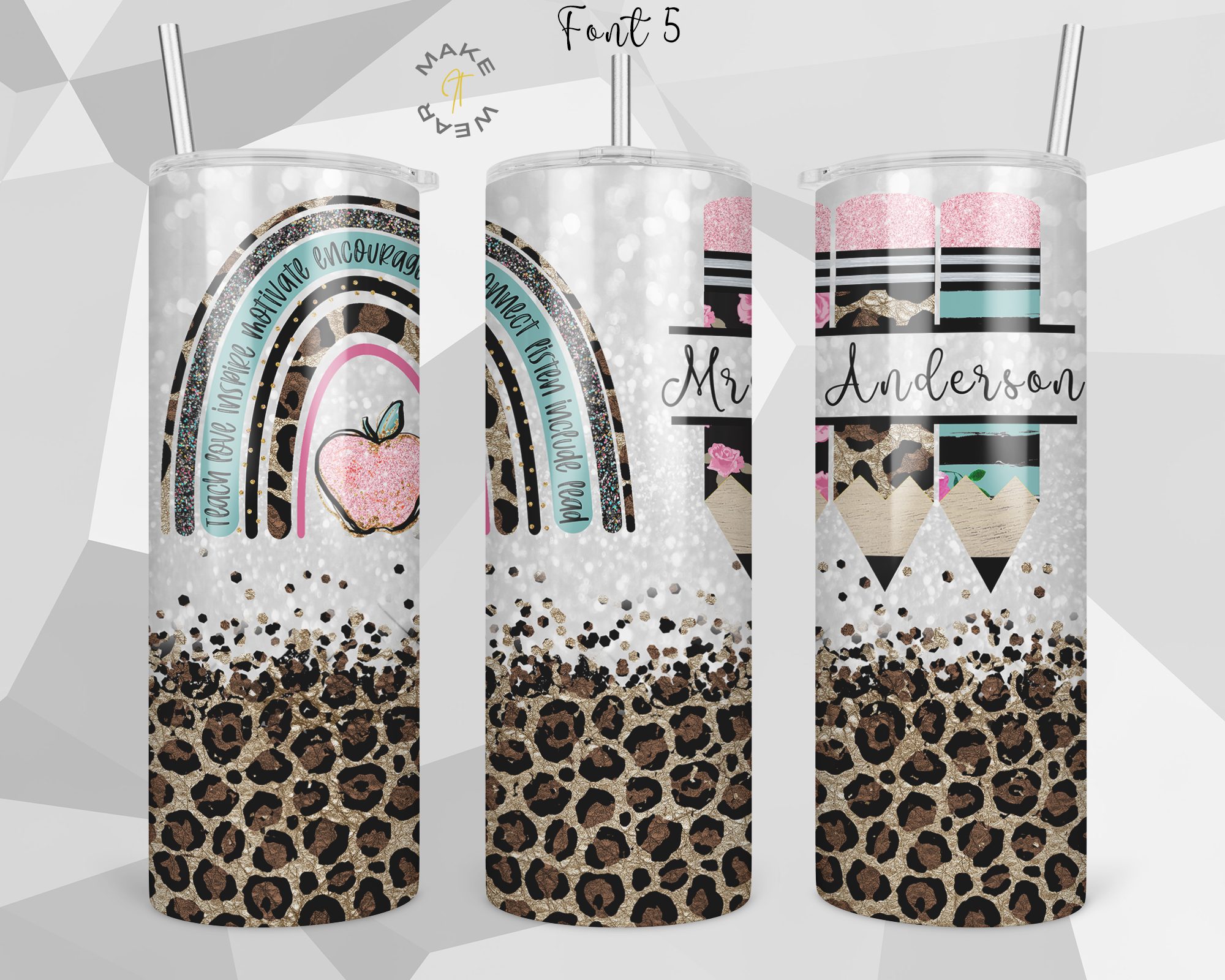 Teacher Leopard Tumbler, Gifts For teachers, Personalized gift for teachers, Gift for her, 20oz Skinny Tumbler