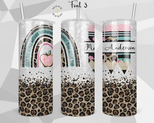 Teacher Leopard Tumbler, Gifts For teachers, Personalized gift for teachers, Gift for her, 20oz Skinny Tumbler